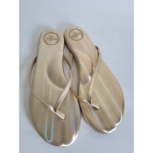 Solei Sea Revolve Gold Flip Flop size 8 New Vegan Leather minimalist beachy Pool